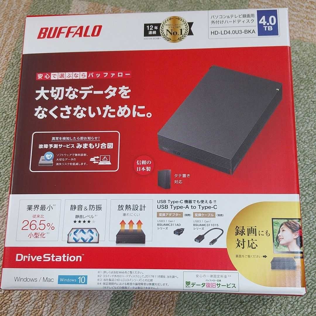 【新品 在庫処分】外付けHDD BUFFALO HD-LD4.0U3-BKA