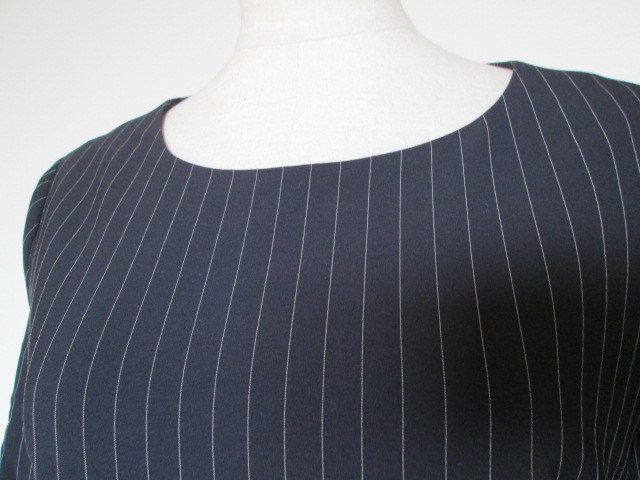  beautiful goods * Kumikyoku *1* stripe One-piece * navy blue color * navy * sleeve equipped 