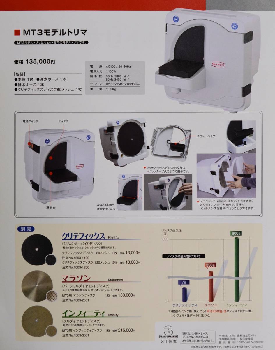 【お得2枚セット】ドイツレンフェルト社モデルトリマーMT3 (MT plusも可) 用ダイヤ砥石 在庫限り。砥石は石膏を削る機械のダイヤ砥石です。_写真真ん中マラソンタイプ※機械は含まず