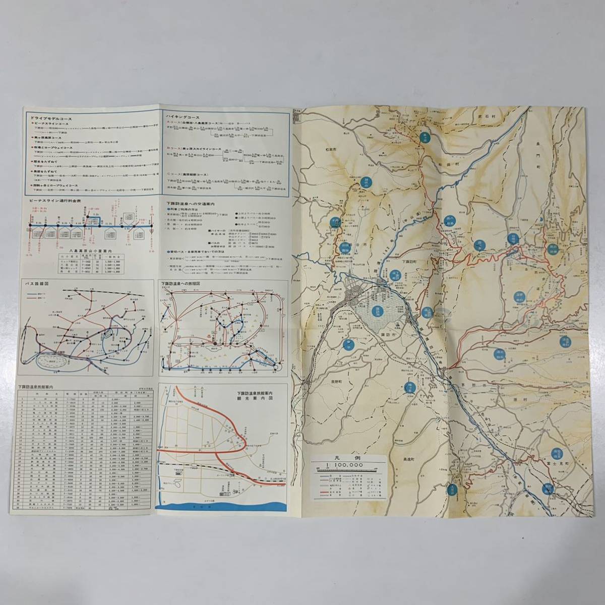 【長期保管品】信州しもすわ温泉 八島高原ビーナスライン 地図 観光マップ 昭和レトロ 長野県 旅行 印刷物 パンフレット冊子 1980年前後_画像4