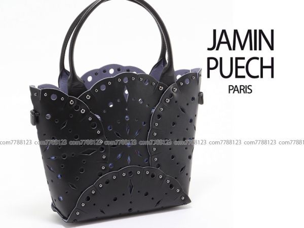 未使用 10.4万《Jamin Puech》 黒×紫 ジャマン ピュエッシュ トート