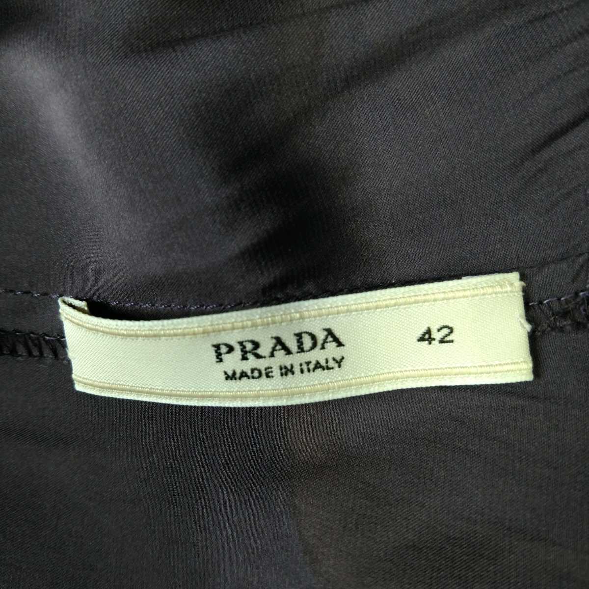 本物 プラダ フリル ノースリーブ ワンピース 42 紫 PRADA_画像2