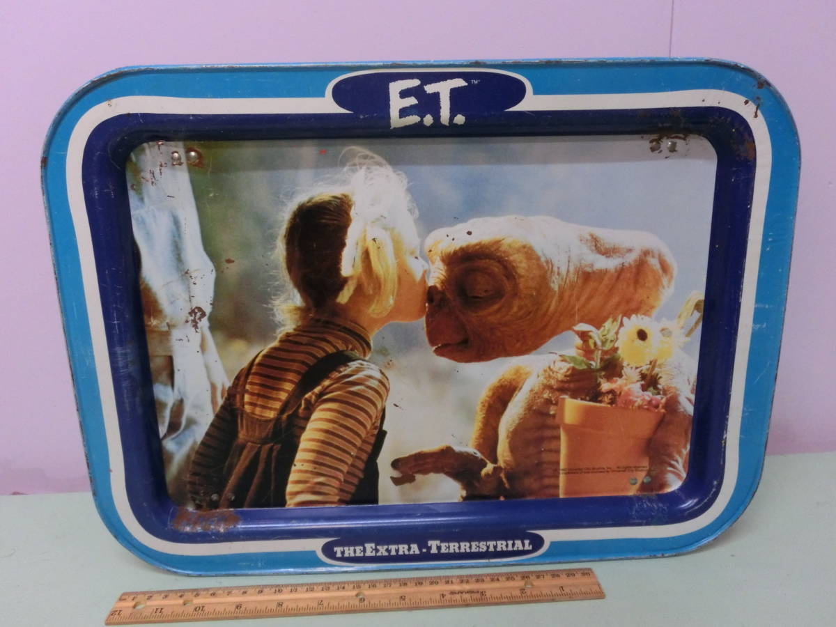 映画 E.T.◆80s ビンテージ ブリキ トレイ 折り畳みテーブル 当時物◆イーティー SF スティーヴン・スピルバーグ 宇宙人 ET Vintage_画像1