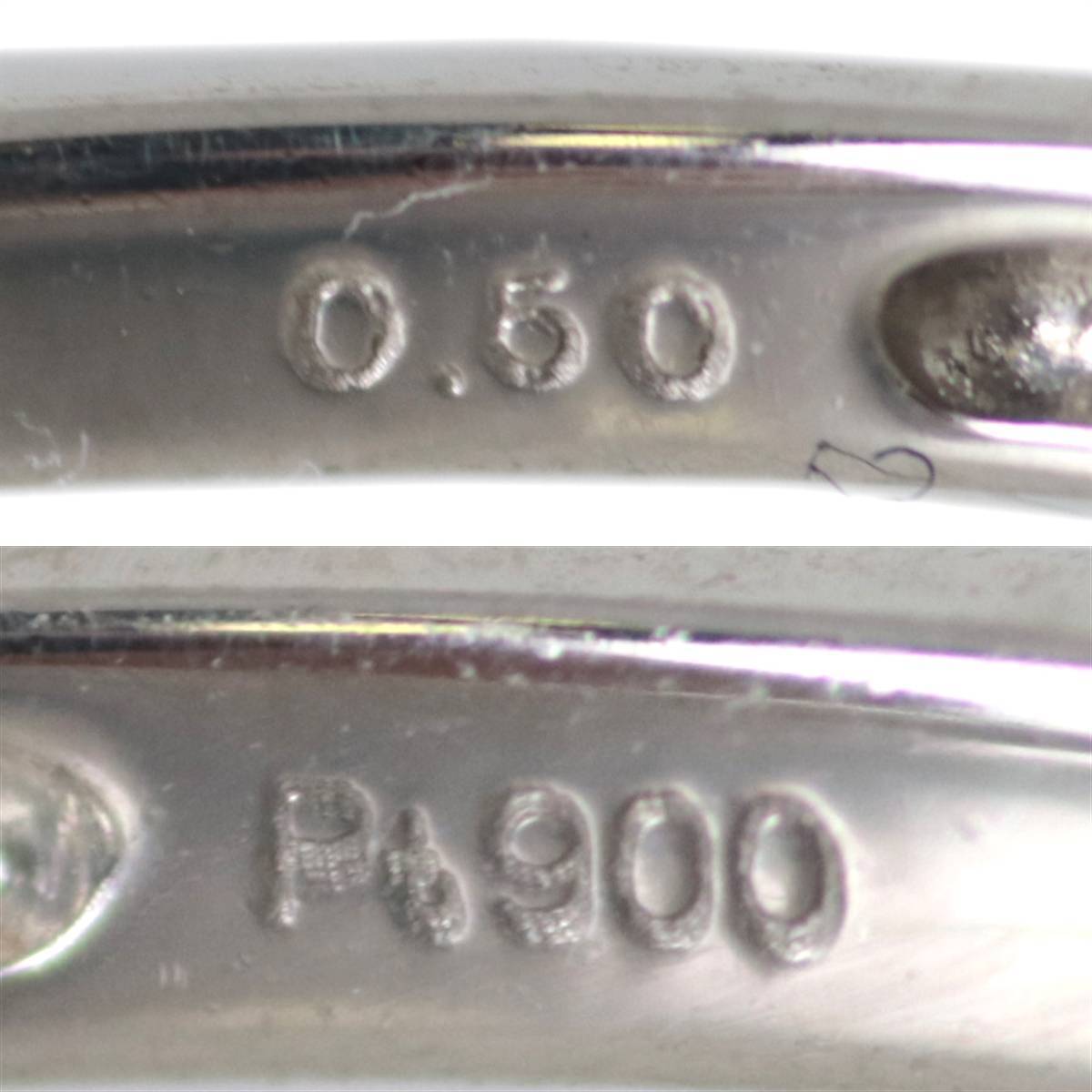 ハーフエタニティ リング 指輪 レディース Pt900 プラチナ900 ダイヤモンド 13号 12P 計0.50ct 重量約2g NT Bランク_画像6