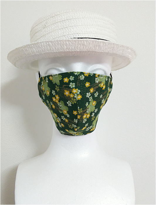  cloth mask * peace pattern current Sakura * green green * print / reversible / made in Japan / stylish /.../ cotton cloth / cotton / adult / yukata / flower 