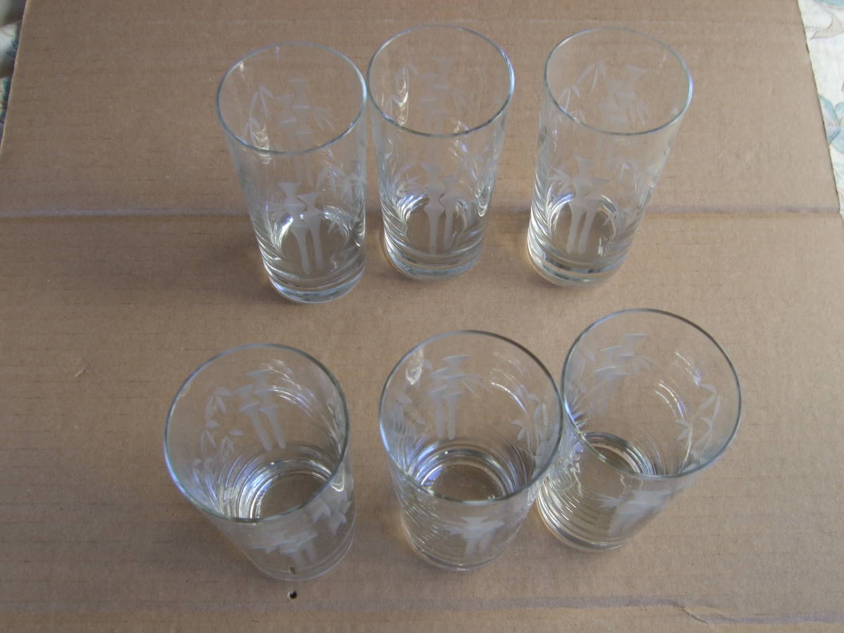 コップ グラス　ガラス製　　竹模様　６客　サイズ：口径5.8㎝/高さ11.3㎝_画像3