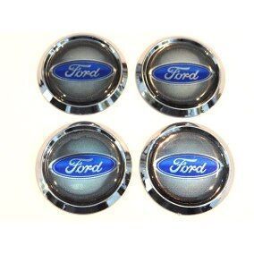 エンブレム 丸 48mm Ford フォード グレー 勾配 灰色 メッキ リム クラシック ロゴ ホイールキャップ 4枚 セット キット 同梱送料210円_画像2