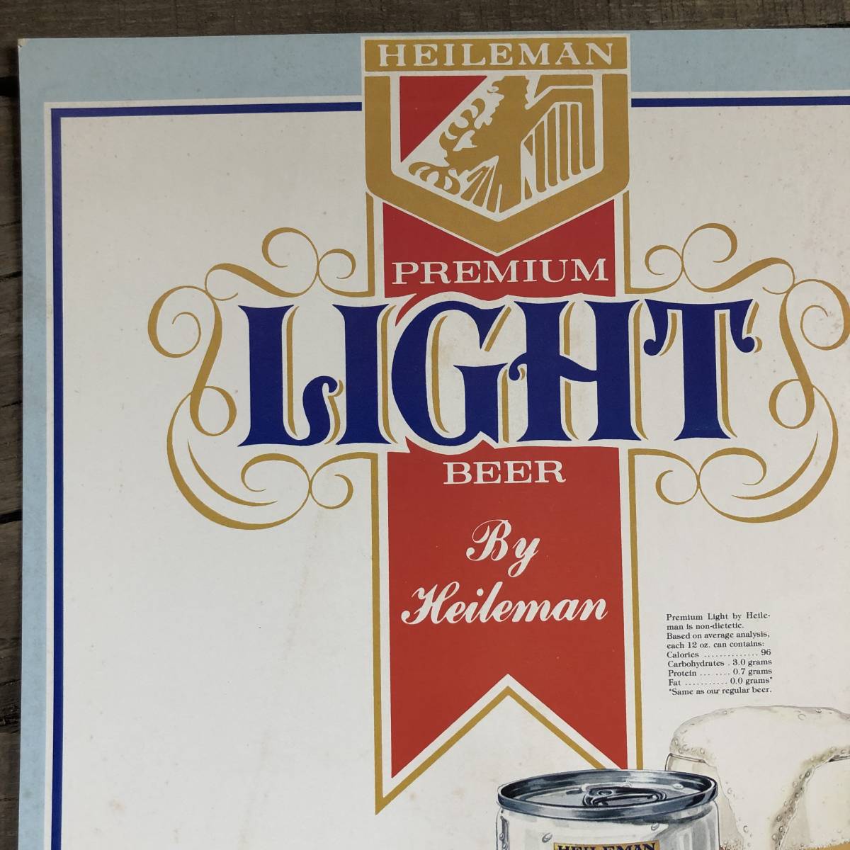 即決 1980s Heilman Light Beer ハイルマン ビール カードボードサイン パネル 看板 デッドストック ビンテージ ダイナー バー アメリカ_画像4