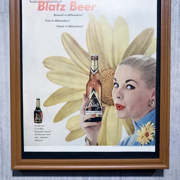 ◆即決◆1954年(昭和29年) Blatz Beer ブラッツ ビール【B4-6016】アメリカ ビンテージ雑誌広告【B4額装品】当時物/本物広告使用★同梱可_画像5