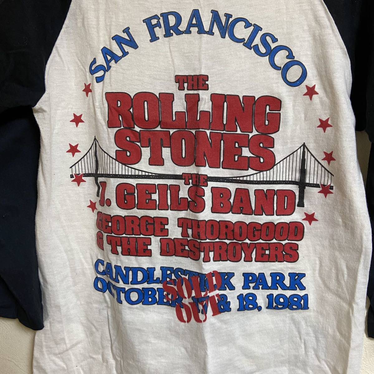 ローリングストーンズ 1981 サンフランシスコ ベースボールシャツ rolling stones ドラゴン オリジナル