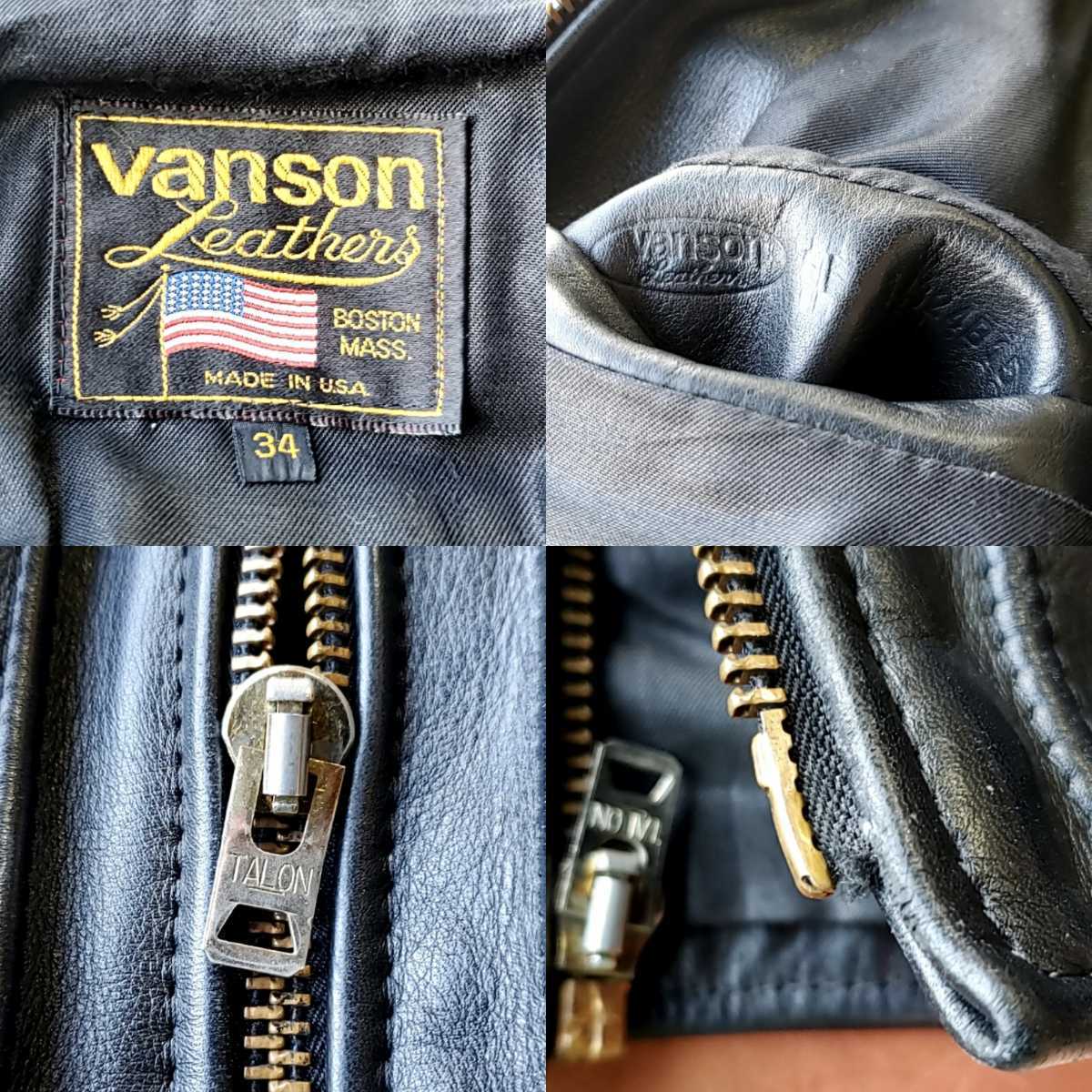 758 USA製 バンソン VANSON シングル ライダース size34 黒 ブラック