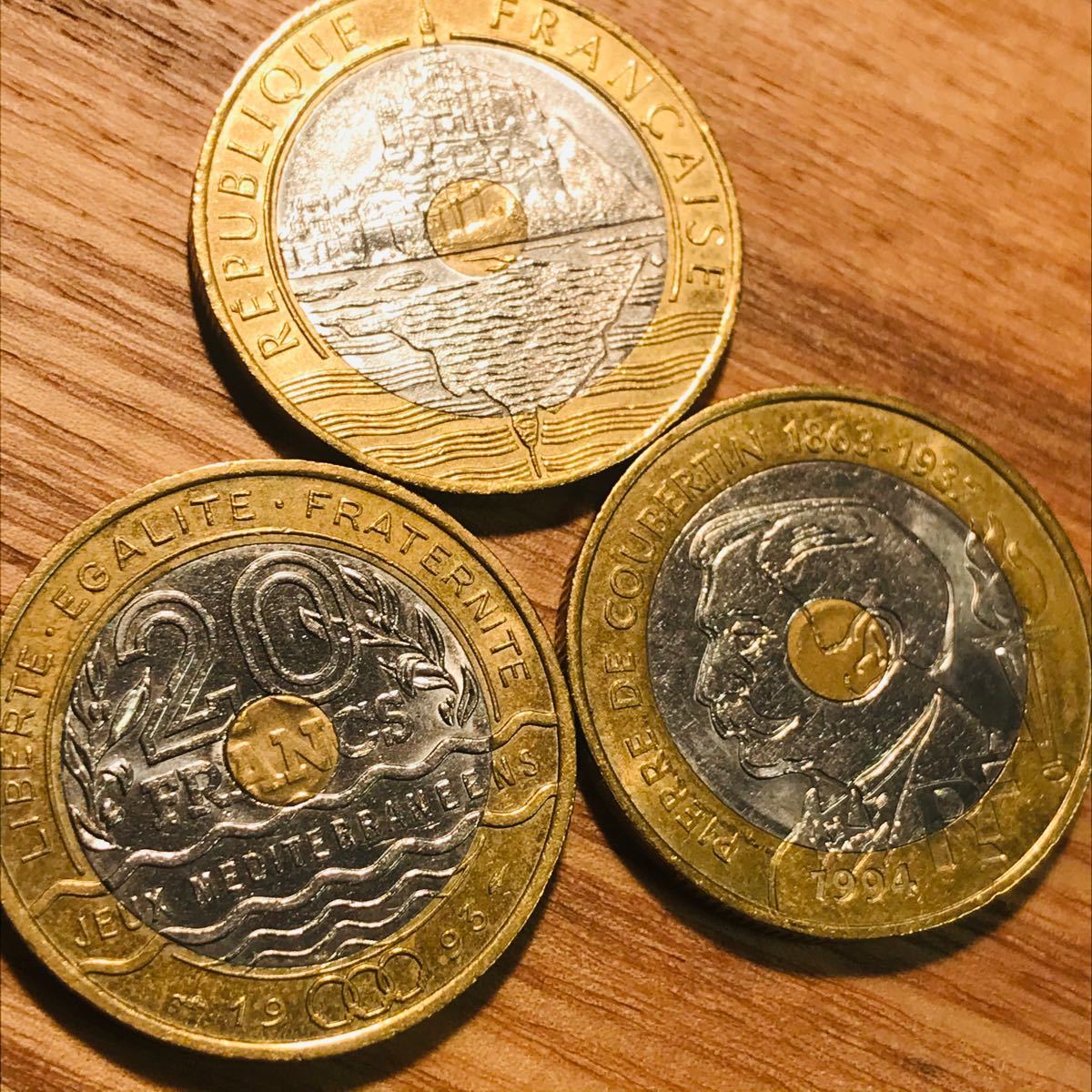 フランス 20フラン トリメタル コイン 3種