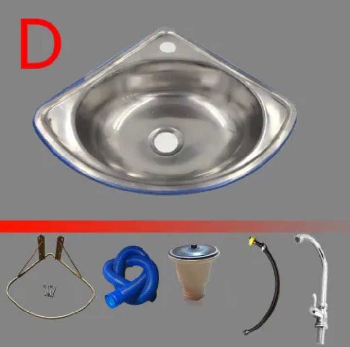  stainless steel sink camper etc., sink, faucet, installation pcs, drain hose, metal fittings 