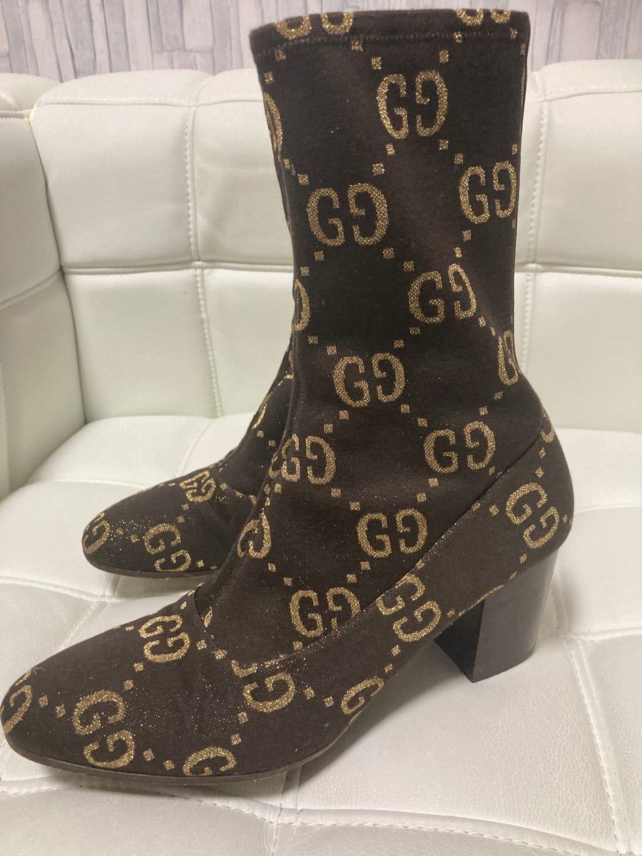 GUCCI メンズ　GG柄 ヒールブーツ　UK9 27.0相当