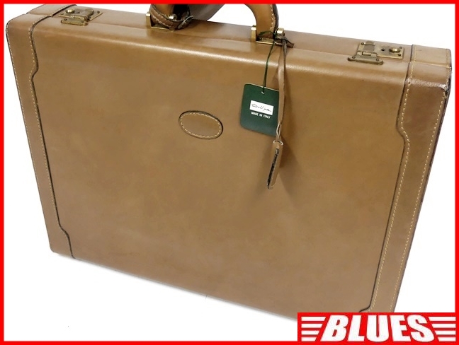  prompt decision * Italy made Dell\'ga* leather attache case Dell ga men's tea beige original leather business bag real leather trunk traveling bag key attaching business trip 