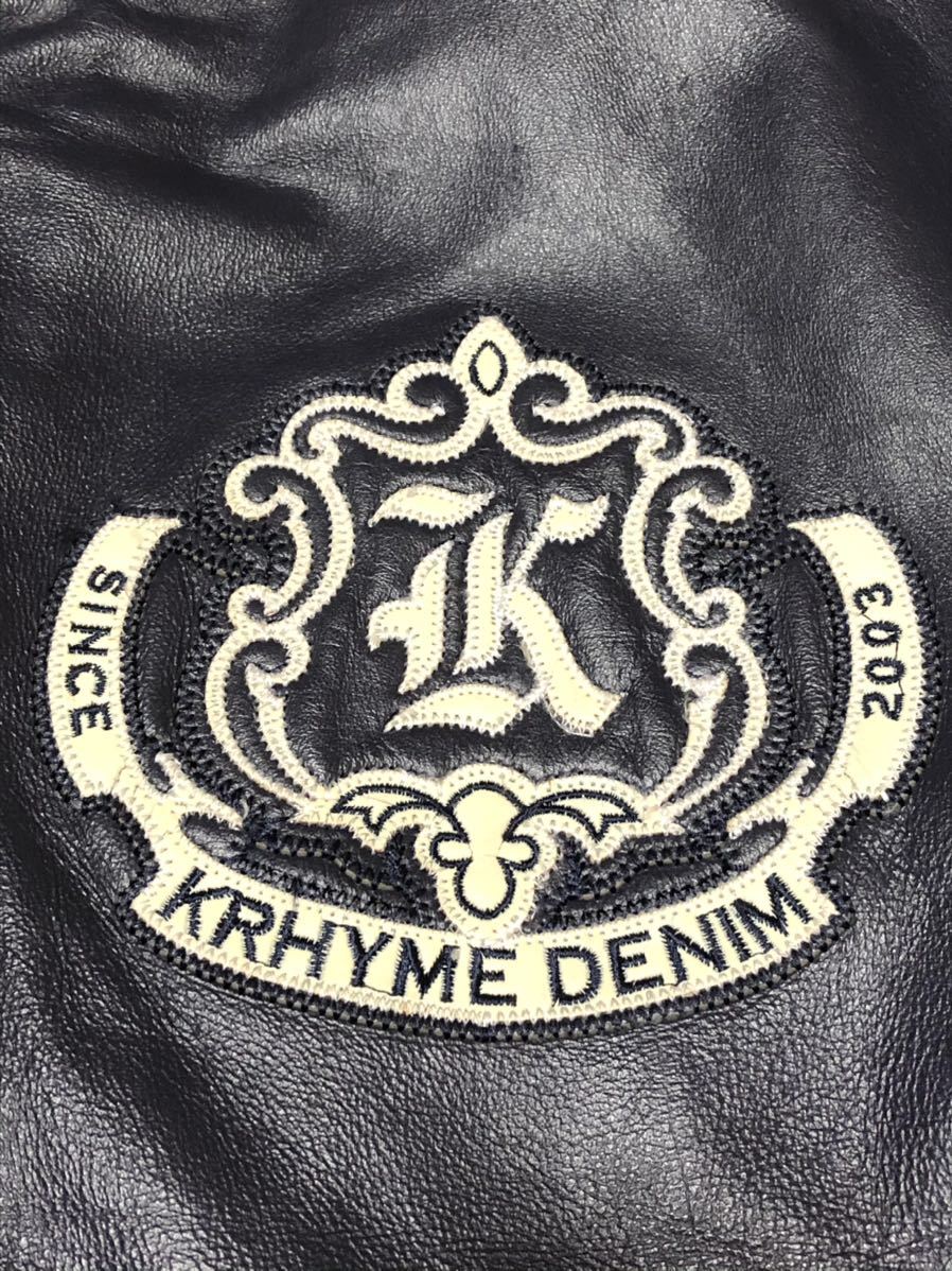 □上質リアルレザー□KRHYME DENIM□オールレザースタジャン□ダーク
