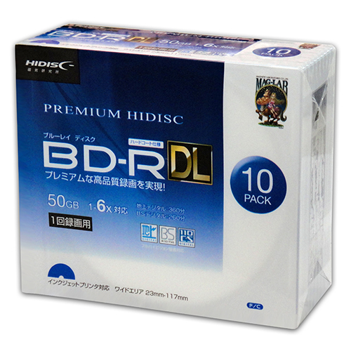 10個セット PREMIUM HIDISC BD-R DL 1回録画 6倍速 50GB 10枚 スリム