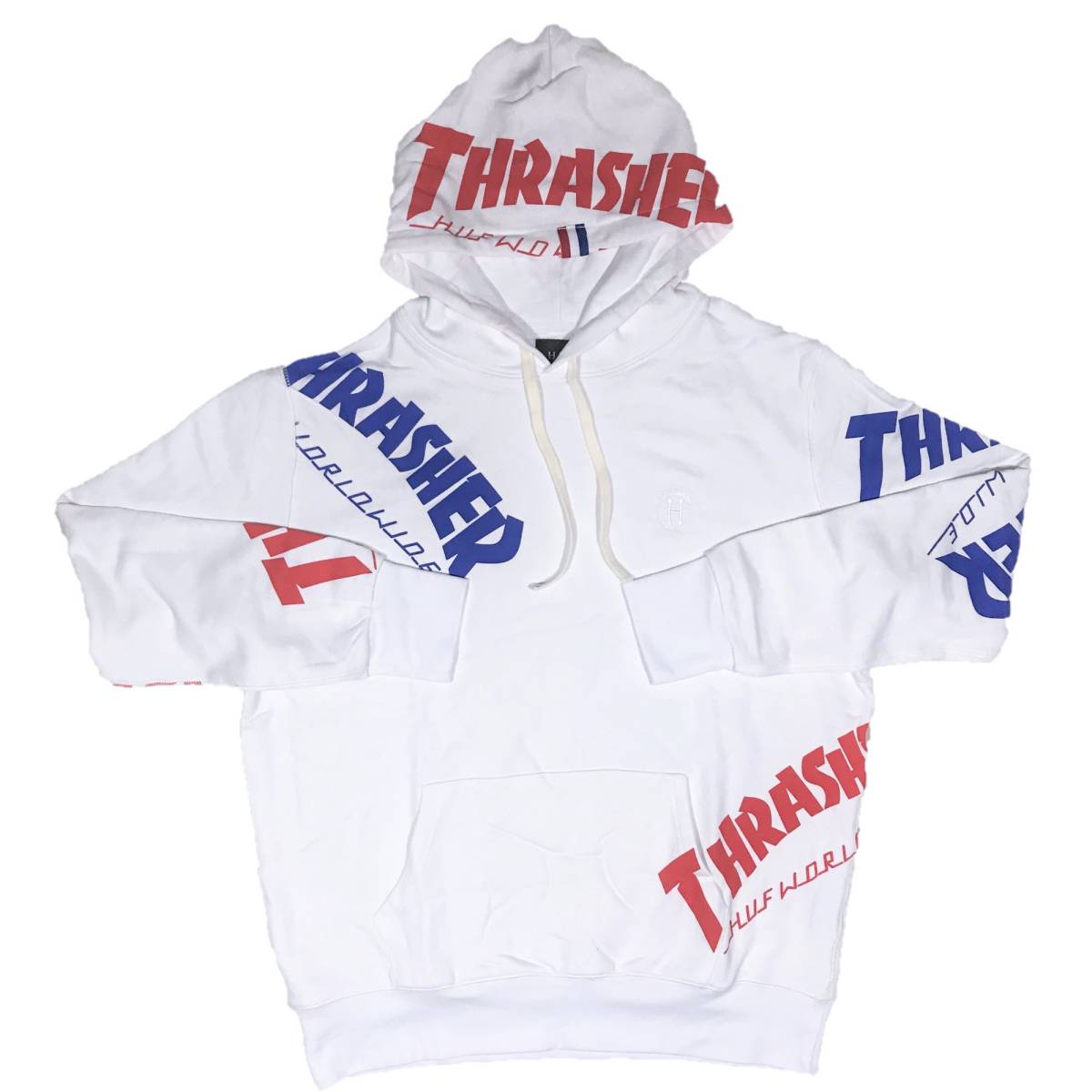 HUF(ハフ） THRASHER TDS ALLOVER HOOD ハフ×スラッシャープルオーバーパーカー(ホワイト）（S）[並行輸入品]_画像1