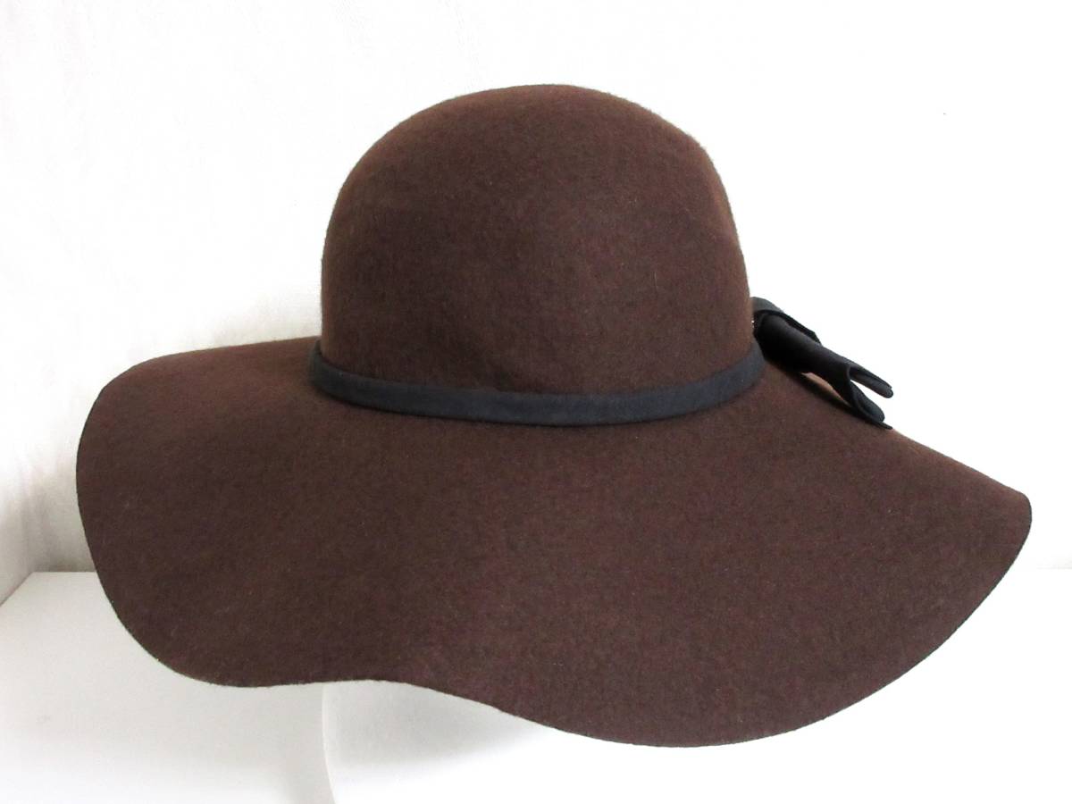  unused goods ef-de ef-de ribbon attaching wool hat hat dark brown F south 3554