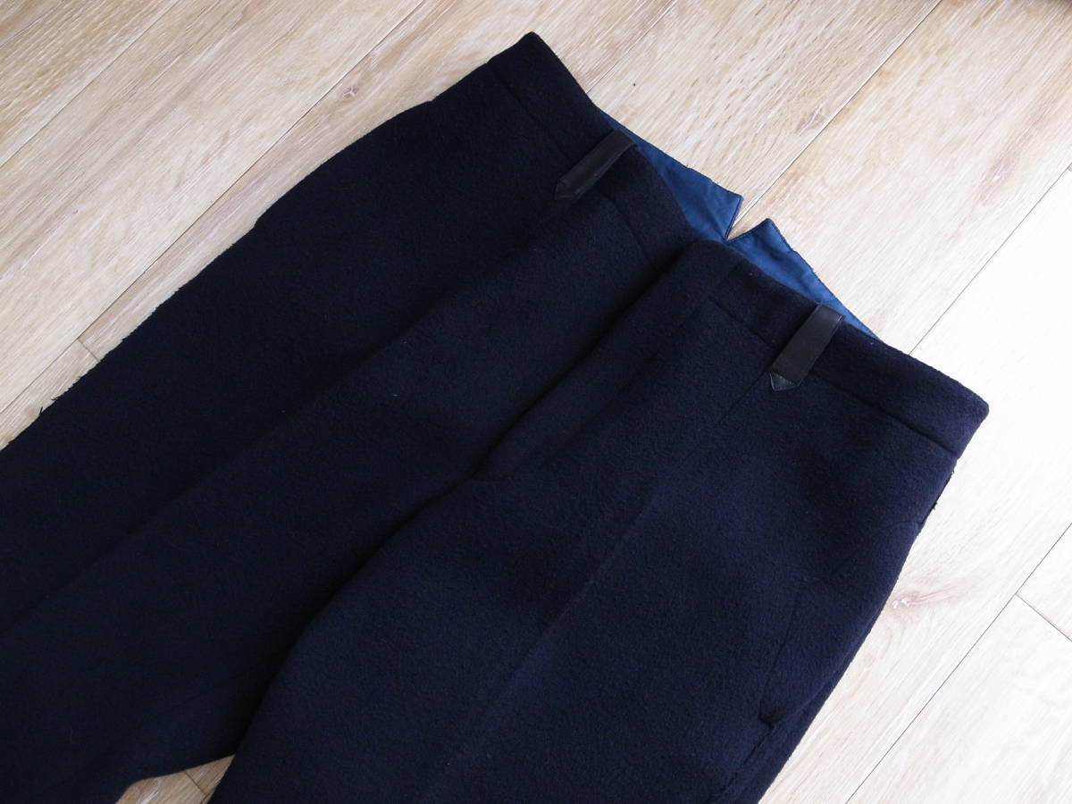 新品同様品】SUN/kakke メルトンウール スラックス パンツ size:M Navy