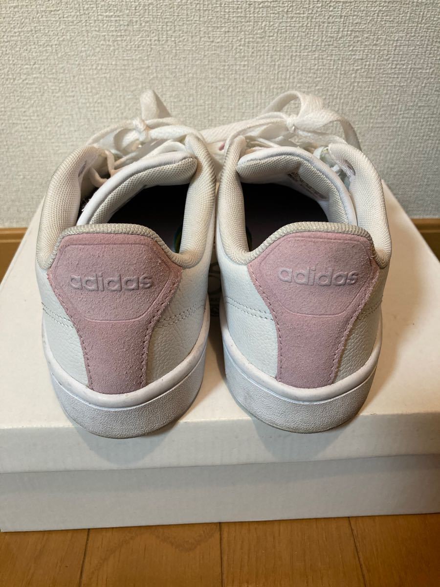 【adidas】アディダス スニーカー 23.5cm 白×ピンク adidas