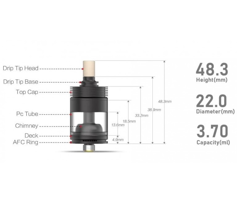 VAPE BP Mods Pioneer RTA 22mm アトマイザー DLC ブラック 新品　BOX_画像2