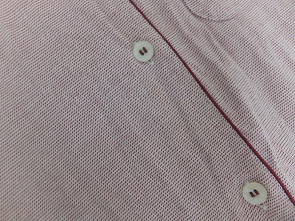 ＜レタパ発送＞G-HOUSE レディース 胸ポケット付き 前開きパジャマ 上下セットアップ 2点セット 赤×白 S_画像3
