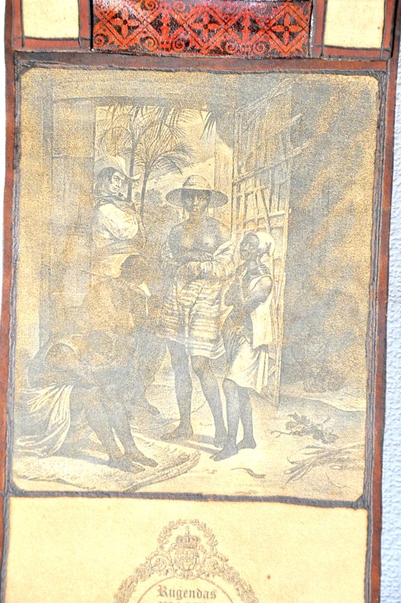  valuable! Vintage goods leather tapestry 2 point set Germany person painter Johan mo-litsurugendas.... replica picture. tapestry FAB