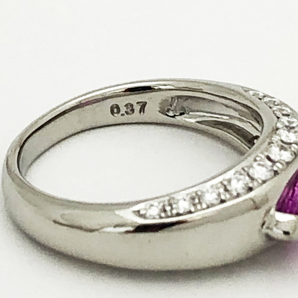 タサキ ピンクトルマリン リング Pt900 T1.05ct D0.37ct 13号