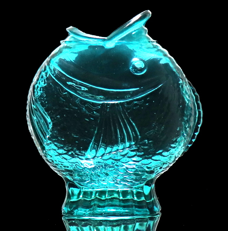 オールド・バカラ (BACCARAT) 超希少 1889年 パリ万国博覧会試作品 青硝子 大型花瓶 魚 日本趣味 ブルー 花器 壺 レア ジャポニスム 春海