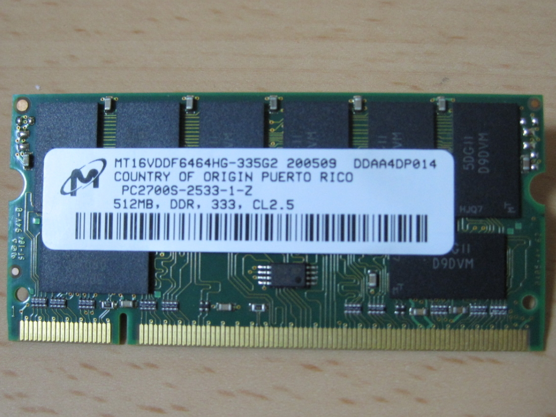 ☆★ジャンクPCパーツ★☆ Micron DDR-333 PC2700 512MB 200pin 2枚セット♪ ★希少!! 16枚チップ搭載★ 計1GB！出品時動作確認-SET-MD04_画像4
