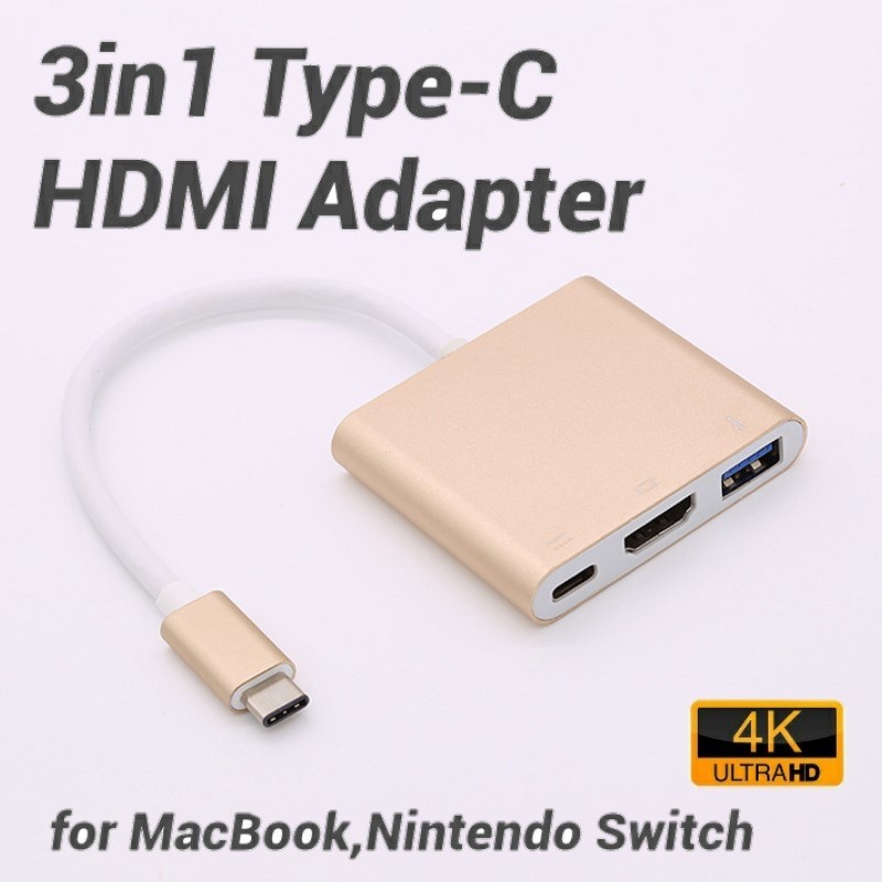 typeC アダプター HDMI変換 ハブ タイプC type-C　ゴールド