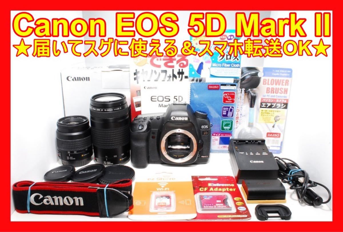 届いてスグに使える スマホ転送OK Canon EOS 5D Mark II ダブルレンズ