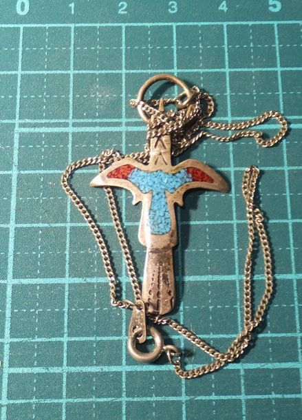 レア 昭和レトロ 銀製 シルバー ネックレス アクセサリー クロス キリスト教 十字架柄
