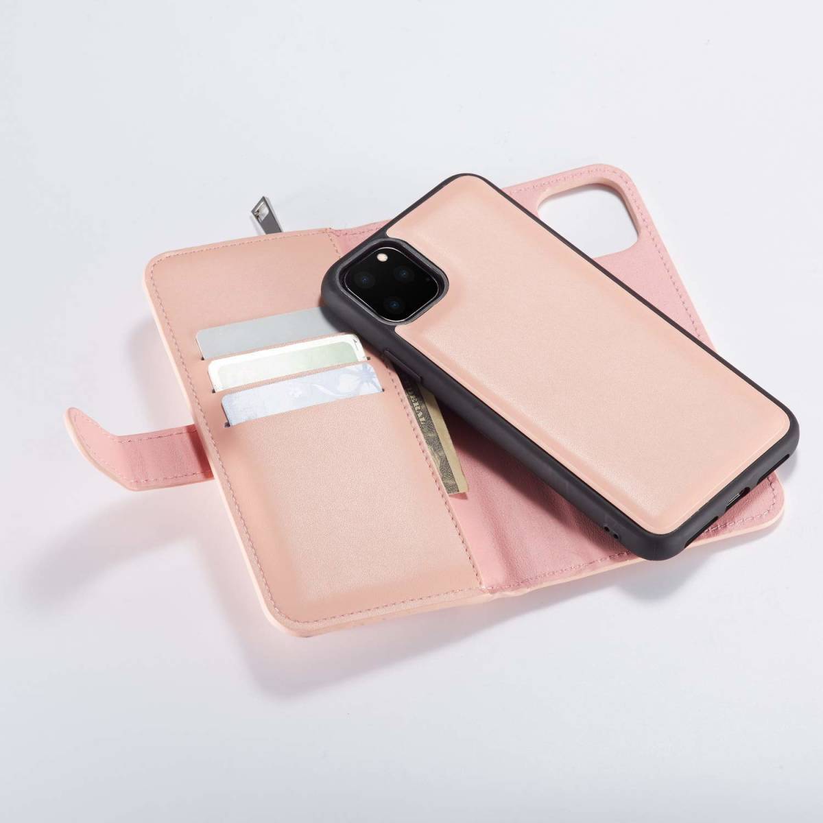 iPhone 11 Pro レザーケース アイフォン11 pro ケース 5.8インチ 手帳型 お財布付き カード収納 ピンク