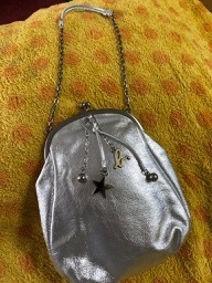 agnes b. Agnes b cow leather silver party bag clasp Logo 