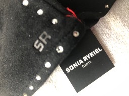 SONIA RYKIEL　ソニアリキエル スェード豚皮革手袋ラインストーン_画像2