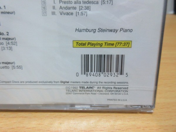 天16★CD★新品未開封（Deadstock/Just New）★TELARC BEETHOVEN:PIANO SONATAS Op.14,Nos.1&2・Op.49｜JOHN O'CONOR,オコーナー_画像4