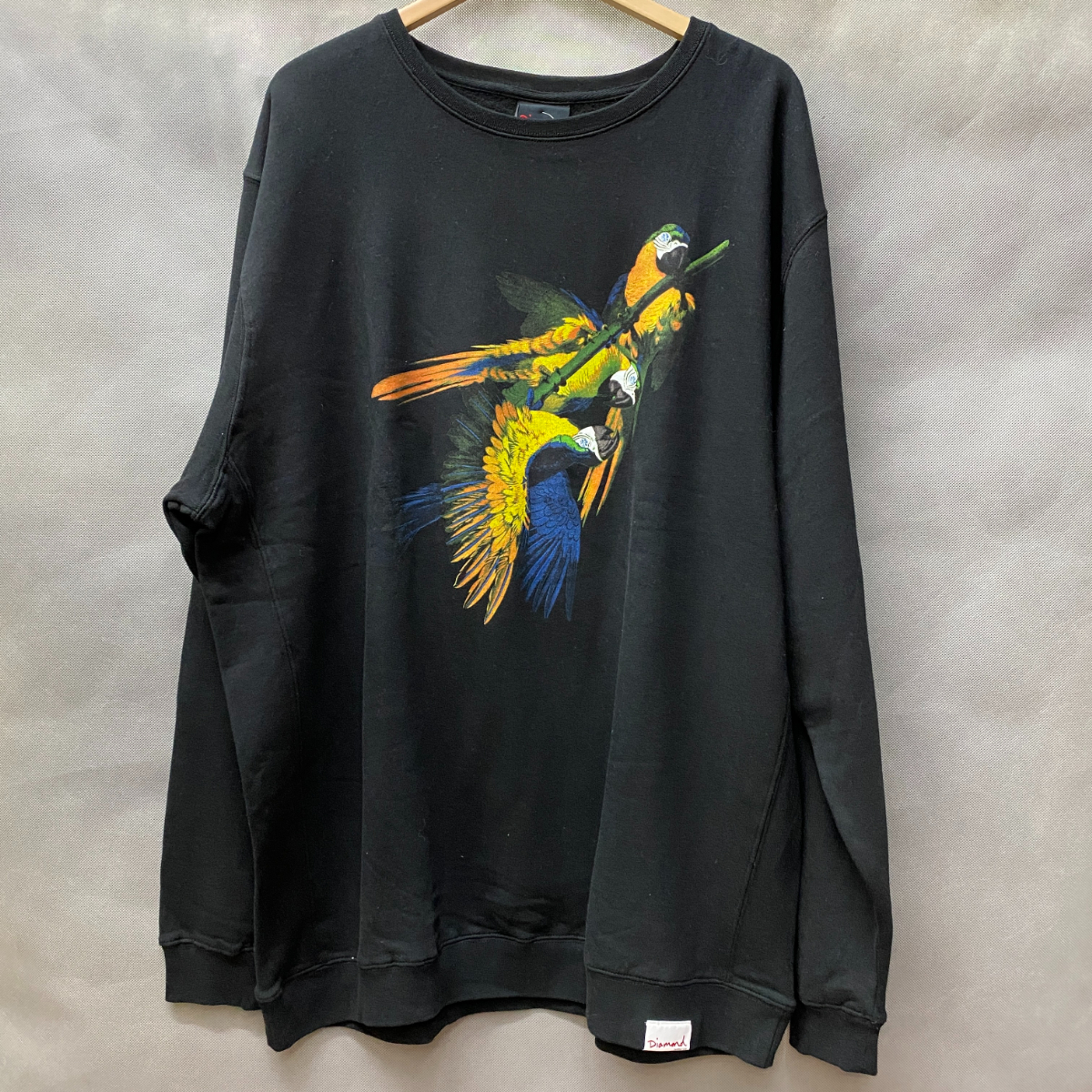 USA正規品 【3XL】 Diamond Supply Co. ダイヤモンドサプライ Crewneck クルーネック スウェット Tropical トレーナー 黒 インコ