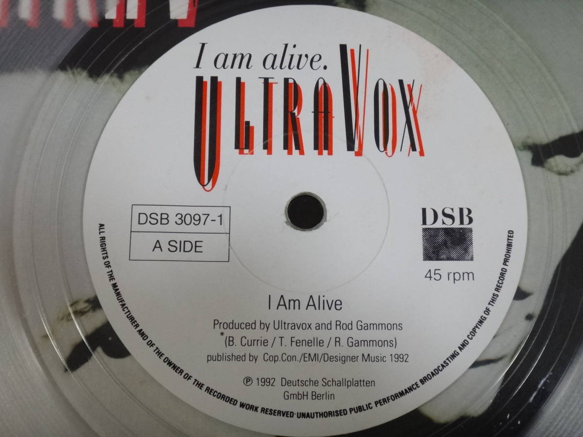 ULTRAVOX/I AM ALIVE/輸入盤/UK/7”EP/CLEAR VINYL/1992_画像4