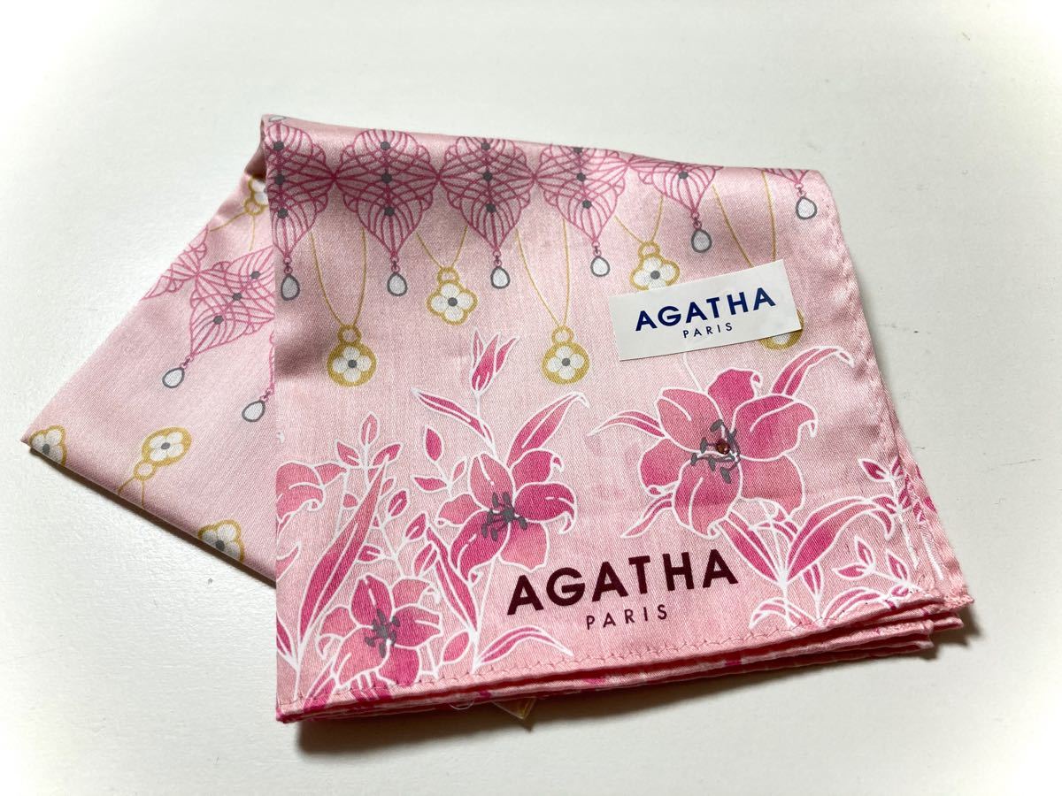 AGATHA/アガタ ハンカチ ピンク系/花柄/フラワー ピンクストーン 大人女子