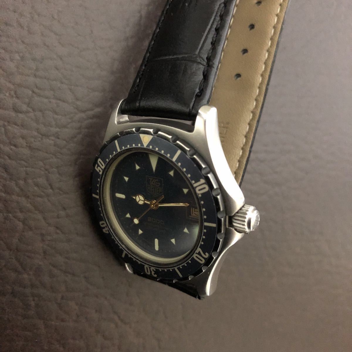 【完動品】TAG HEUER/タグホイヤー2000シリーズ プロフェッショナル 革ベルト 純正ステンレス