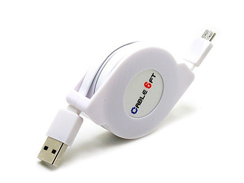 最大59％オフ！ USBケーブル 巻き取り 伸縮タイプ MICRO USB TO 充電 データ転送 最安値に挑戦 カラフル SP版#1メートル ホワイト