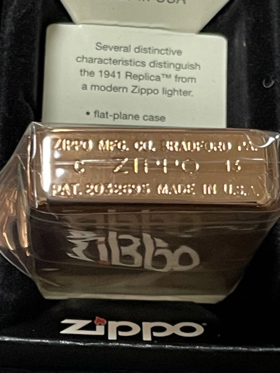 zippo 1941レプリカ アラベスク ゴールド ピンクゴールド GOLD 前面特殊刻印 2013年製 シルバーインナー 2012年製 専用ケース 保証書 _画像3