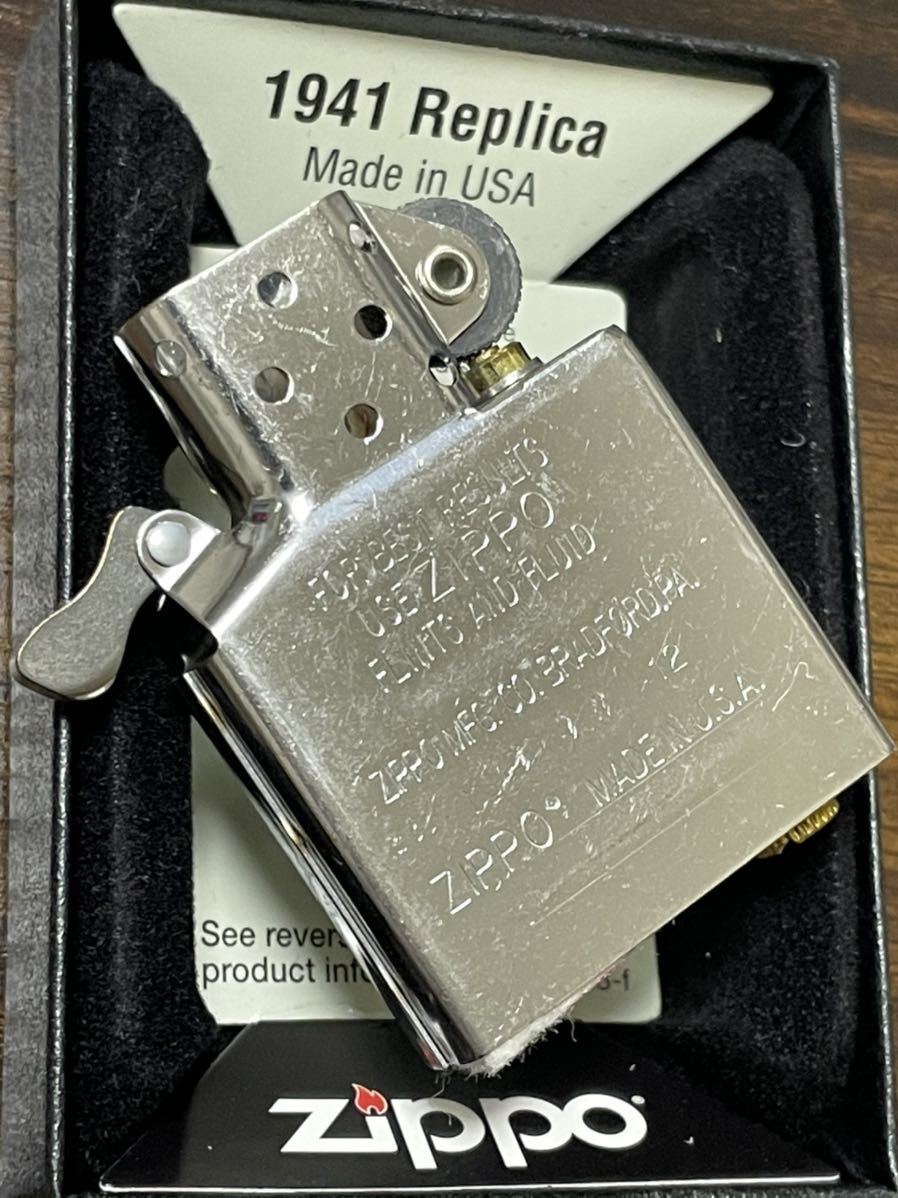 zippo 1941レプリカ アラベスク ゴールド ピンクゴールド GOLD 前面特殊刻印 2013年製 シルバーインナー 2012年製 専用ケース 保証書 _画像9