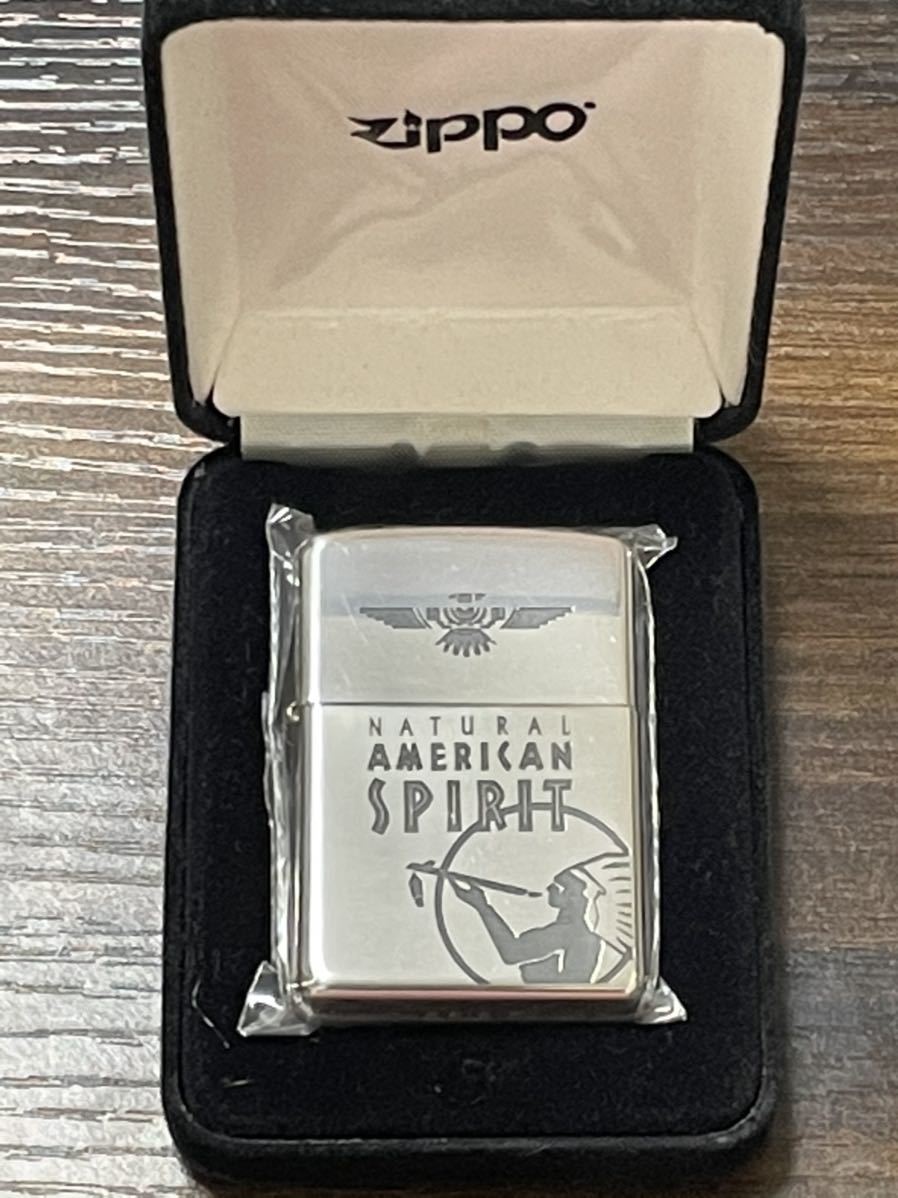 zippo AMERICAN SPIRIT 純銀 NATURAL STERLING SILVER 2015年製 スターリングシルバー チーフロゴ ベロアケース 保証書 当選通知書_画像1