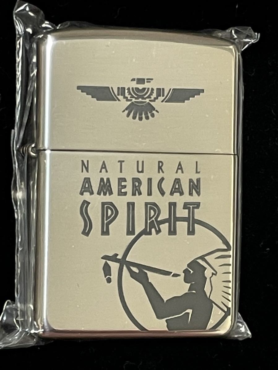 zippo AMERICAN SPIRIT 純銀 NATURAL STERLING SILVER 2015年製 スターリングシルバー チーフロゴ ベロアケース 保証書 当選通知書_画像2