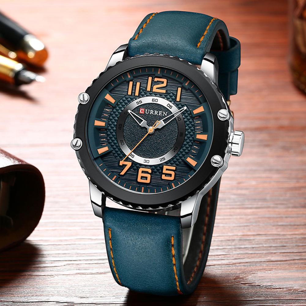 新しい革腕時計メンズトップブランドCURRENファッションメンズ時計因果ビジネスクォーツ腕時計ギフトレロジオ Masculino_画像3