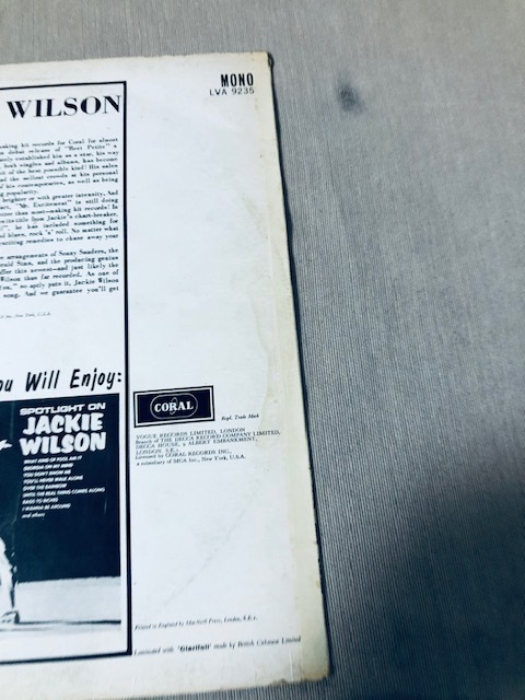 JACKIE WILSON TEST PRESS !! WHISPERS MONO!! UK Original CORAL LVA 9235 MONO マトリックス MG 10719 1B MG 10718 1B_画像9