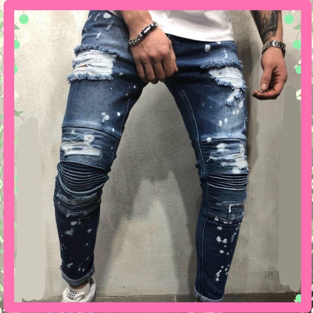 Paypayフリマ バイカーデニム ダメージジーンズ スキニー メンズ オシャレ ヴィンテージ デニムパンツ スキニーデニム Paypayフリマ バイカーデニム ダメージジーンズ スキニー メンズ オシャレ ヴィンテージ デニムパンツ スキニーデニム